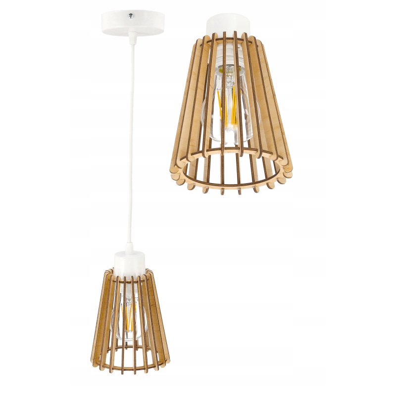 Lampa wisząca zwis żyrandol sufitowa LOFT Drewno 1