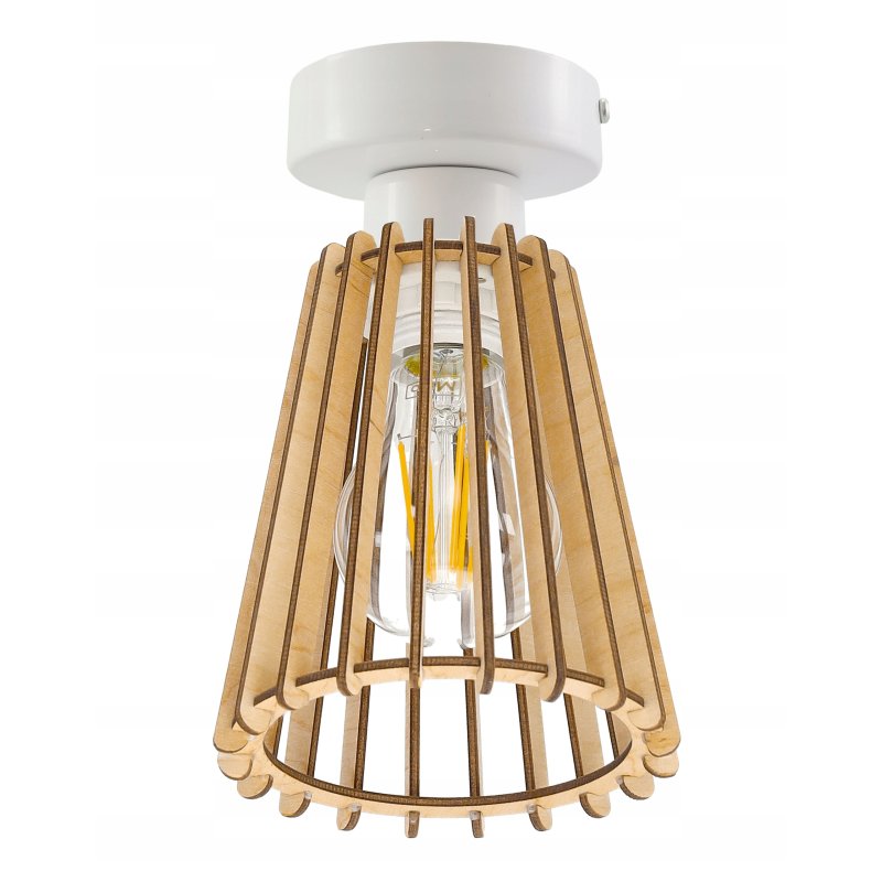 LAMPA stała sufitowa plafon Loft klosz drewno eko