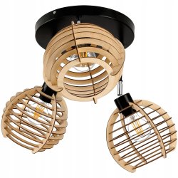 Lampa plafon żyrandol ruchomy sufit 3 Drewno sfera