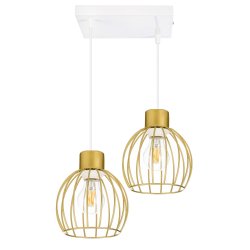 LAMPA sufitowa WISZĄCA ZWIS żyrandol drut złoty 2