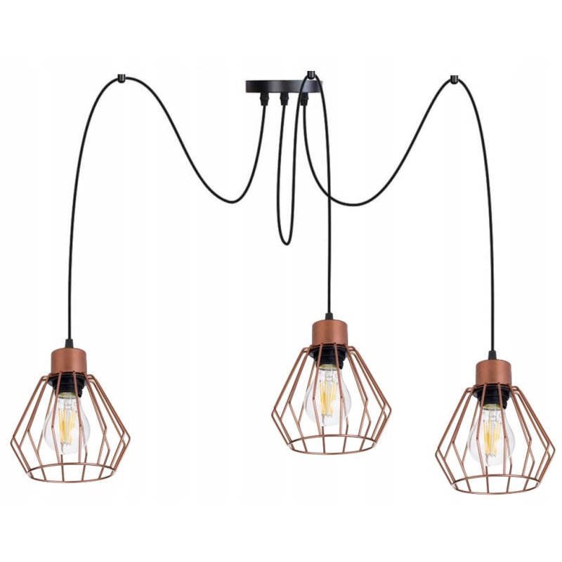 LAMPA sufitowa wisząca ZWIS Loft klosz 3xE27 PAJĄK