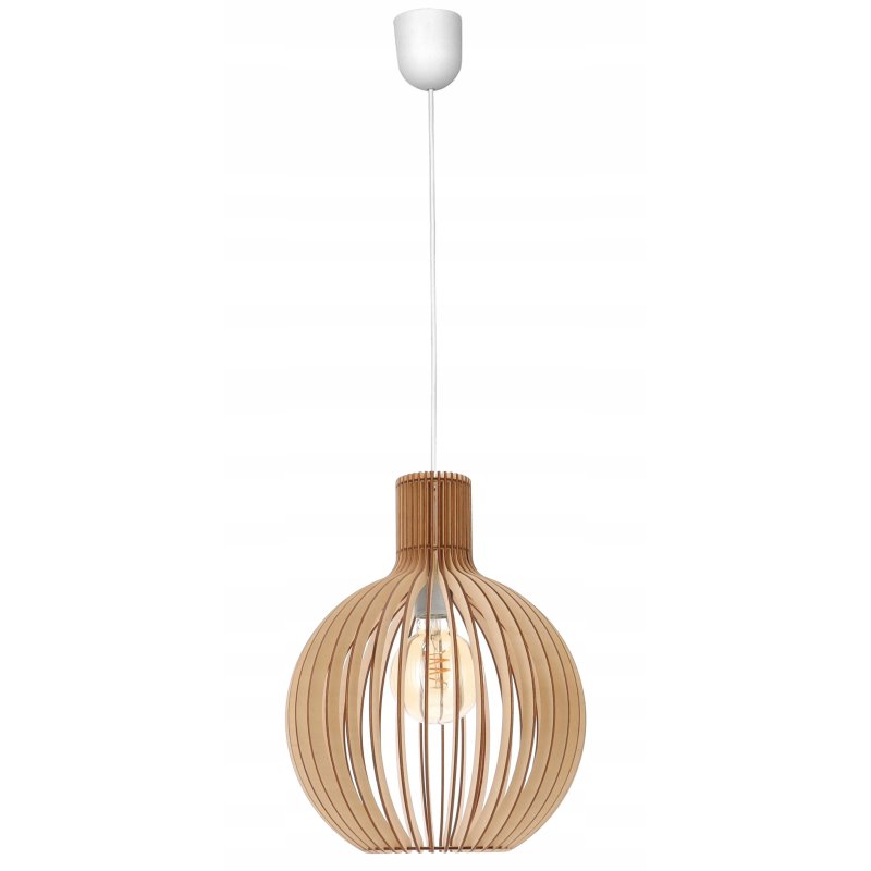 LAMPA sufitowa wisząca zwis pojedynczy Loft Drewno kula XL 32cm na 1x E27