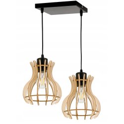 LAMPA sufitowa wisząca zwis Loft Drewno 2x E27