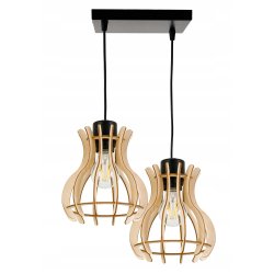 LAMPA sufitowa wisząca zwis Loft Drewno 2x E27