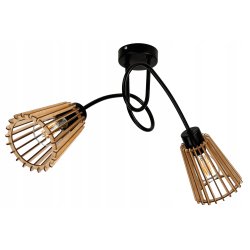 Lampa sufitowa żyrandol wisząca loft drewno na E27