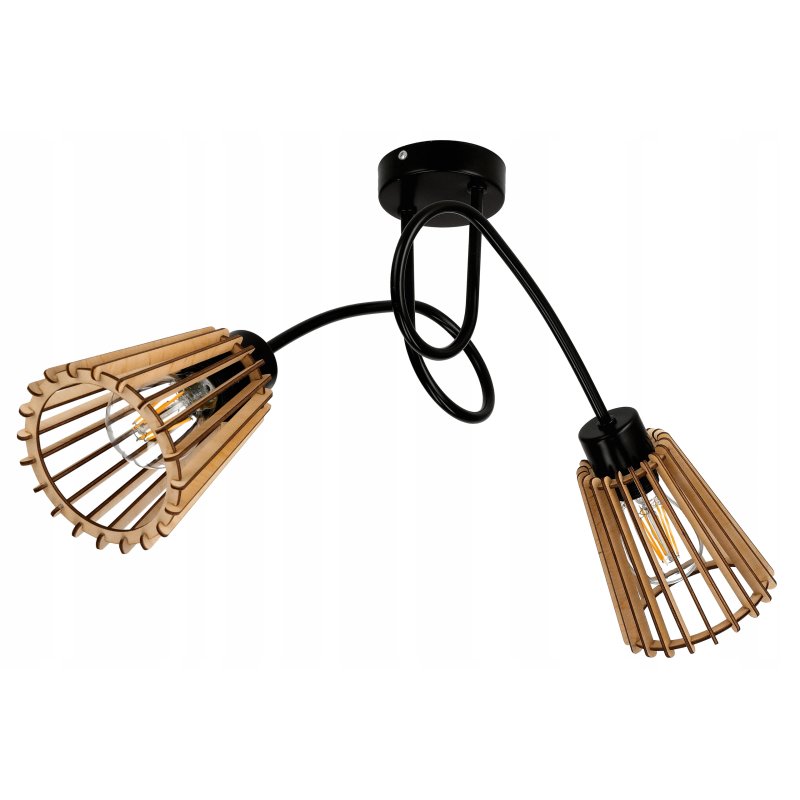 Lampa sufitowa żyrandol wisząca loft drewno na E27