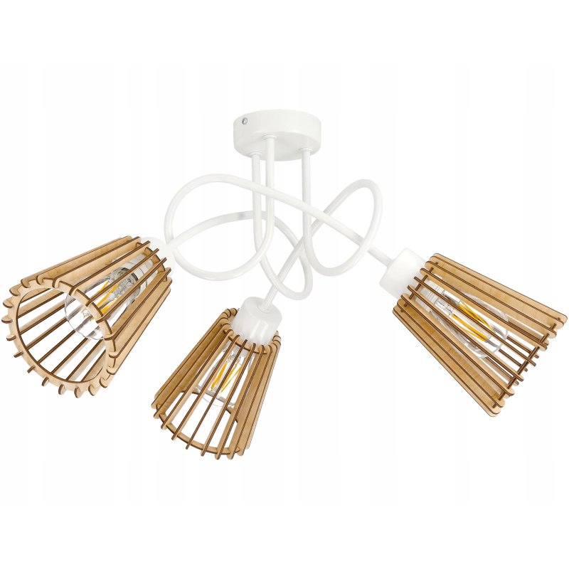 Lampa sufitowa żyrandol wisząca loft drewno na E27