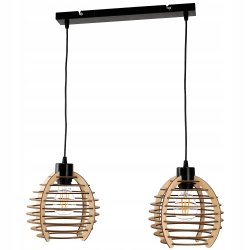 Lampa wisząca żyrandol zwis sufitowa klosz drewno