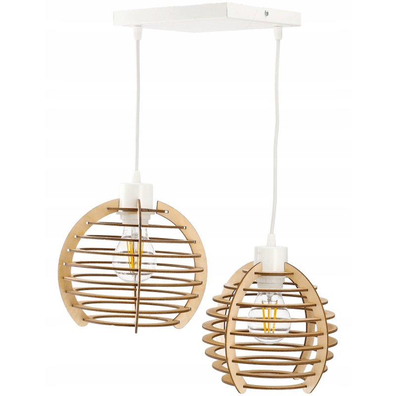 Lampa wisząca żyrandol zwis sufitowa klosz drewno