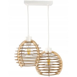 Lampa wisząca żyrandol zwis sufitowa klosz drewno
