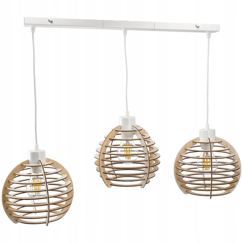 Lampa wisząca żyrandol zwis sufitowa klosz drewno