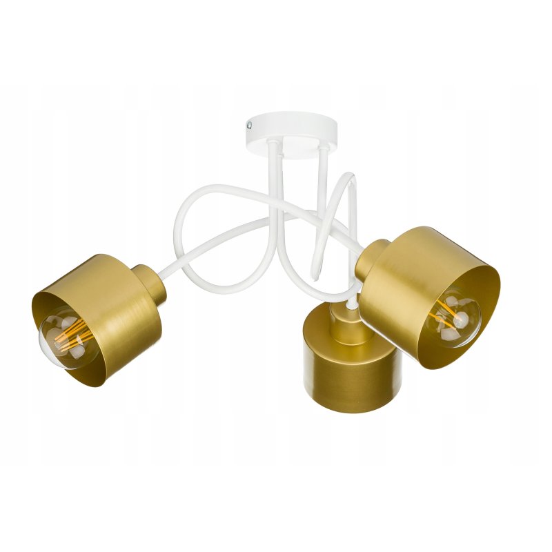 Lampa sufitowa żyrandol wisząca LOFT kręcona metal kubek na 3x E27 złota