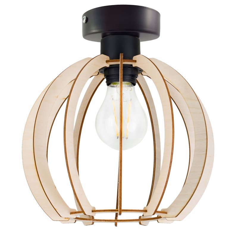 LAMPA stała sufitowa plafon Loft klosz drewno 1