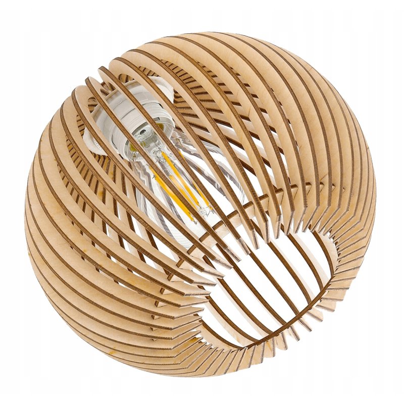 Lampa wisząca żyrandol zwis sufit klosz drewno 2