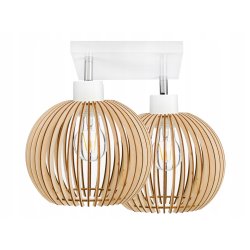 Lampa plafon żyrandol ruchomy sufit klosz drewno 2