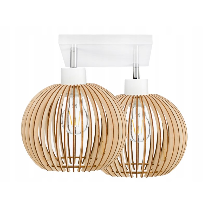 Lampa plafon żyrandol ruchomy sufit klosz drewno 2