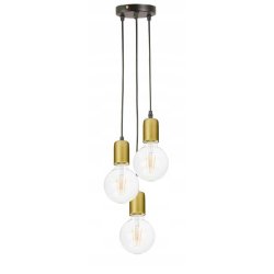 LAMPA sufitowa wisząca ZWIS Edison Loft na 3x E27 czarny złoty