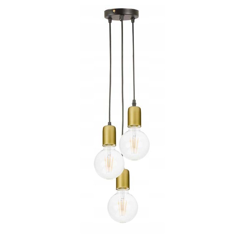 LAMPA sufitowa wisząca ZWIS Edison Loft na 3x E27 czarny złoty