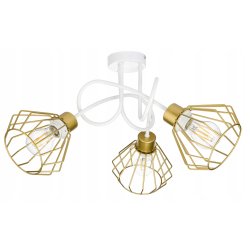 Lampa sufitowa żyrandol wisząca LOFT kręcona drut brylant na 3x E27 złota