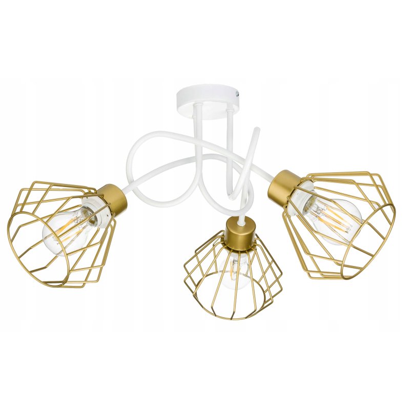 Lampa sufitowa żyrandol wisząca LOFT kręcona drut brylant na 3x E27 złota