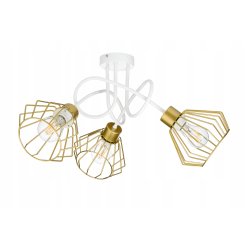 Lampa sufitowa żyrandol wisząca LOFT kręcona drut brylant na 3x E27 złota