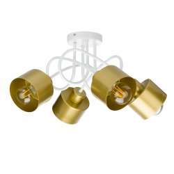 Lampa sufitowa żyrandol wisząca LOFT kręcona metal kubek na 4x E27 złota