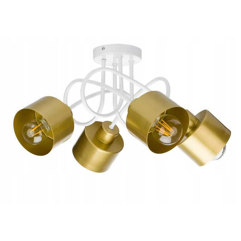 Lampa sufitowa żyrandol wisząca LOFT kręcona metal kubek na 4x E27 złota
