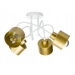 Lampa sufitowa żyrandol wisząca LOFT kręcona metal kubek na 4x E27 złota