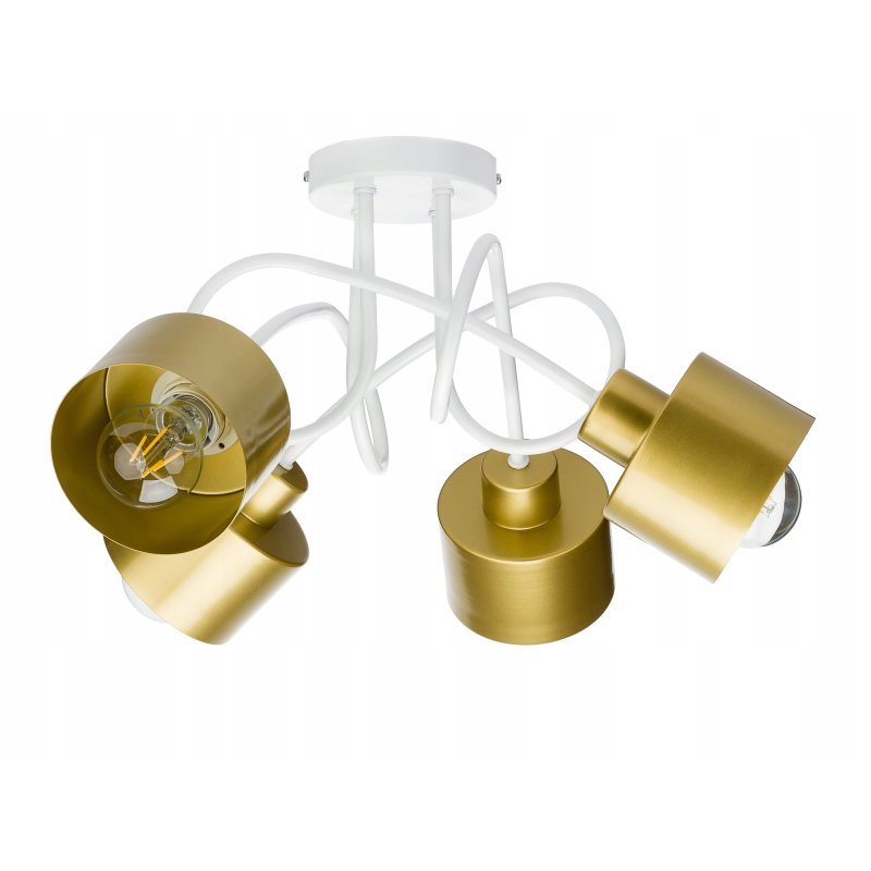 Lampa sufitowa żyrandol wisząca LOFT kręcona metal kubek na 4x E27 złota