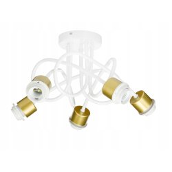 Lampa sufitowa żyrandol wisząca LOFT kręcona drut kula na 5x E27 złota