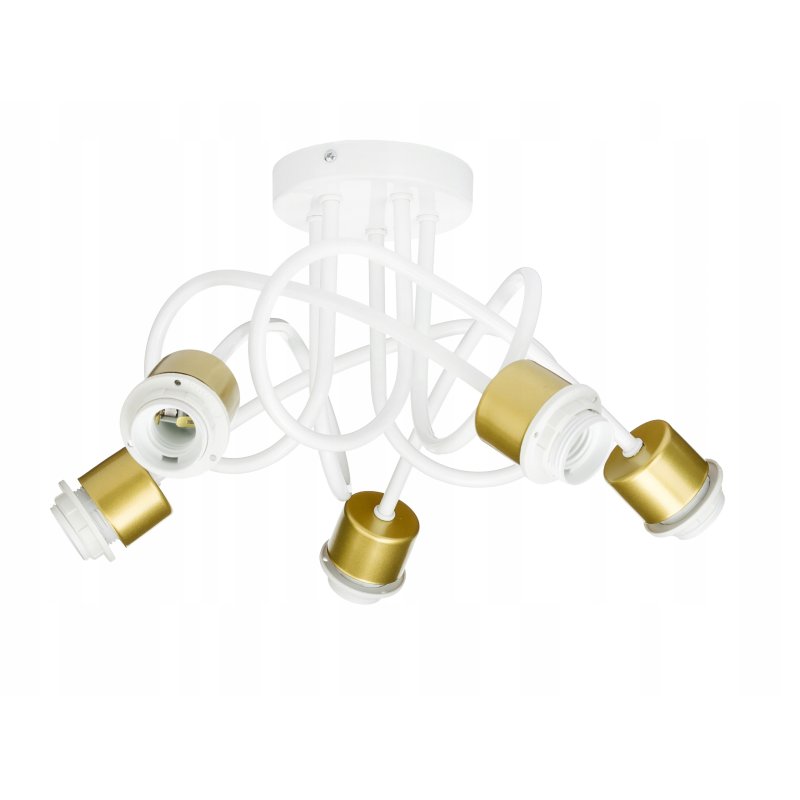 Lampa sufitowa żyrandol wisząca LOFT kręcona drut kula na 5x E27 złota