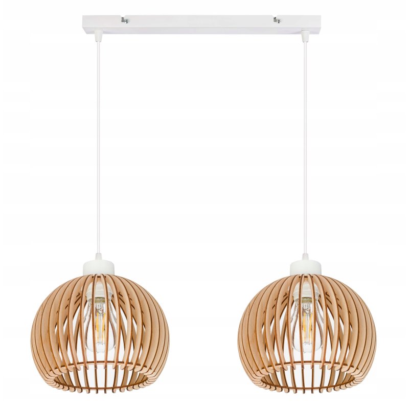 Lampa wisząca zwis żyrandol sufitowa LOFT klosz kula 36 Drewno na 2x e27