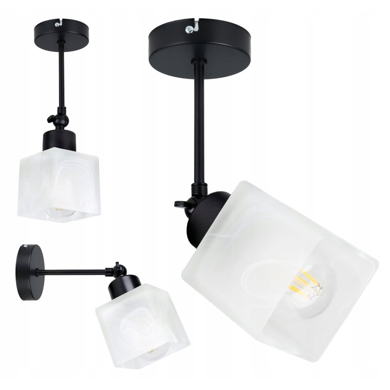 LAMPA KINKIET żyrandol ruchomy loft Klosz SZKLANY