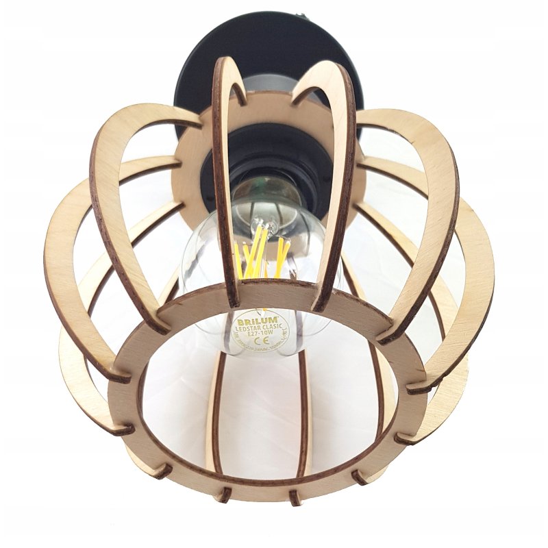 LAMPA stała sufitowa plafon Loft klosz drewno 1