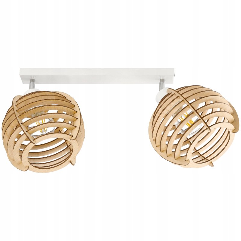 Lampa plafon żyrandol ruchomy sufit 2 Drewno sfera
