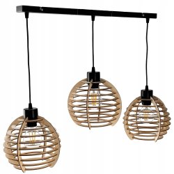 Lampa wisząca żyrandol zwis sufitowa klosz drewno