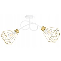 Lampa sufitowa żyrandol wisząca LOFT kręcona drut diament na 2x E27 złota