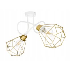 Lampa sufitowa żyrandol wisząca LOFT kręcona drut diament na 2x E27 złota