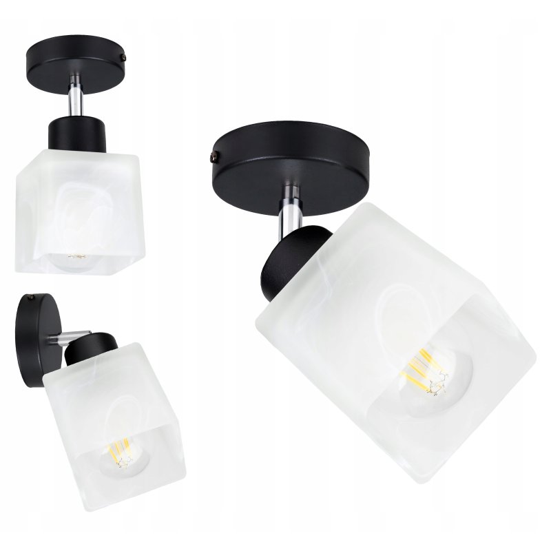 LAMPA KINKIET żyrandol ruchomy loft Klosz SZKLANY