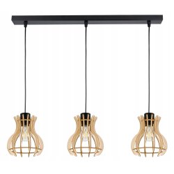 LAMPA sufitowa wisząca zwis Loft Drewno 3x E27