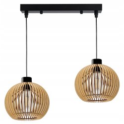 Lampa wisząca żyrandol zwis sufit klosz drewno 2