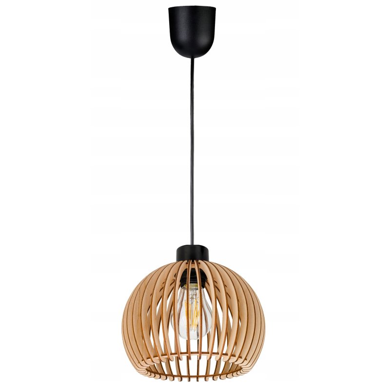 Lampa wisząca zwis żyrandol sufitowa LOFT klosz kula 36 Drewno na 1x e27
