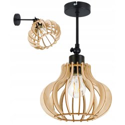 Lampa kinkiet żyrandol E27 regulowany LOFT Drewno