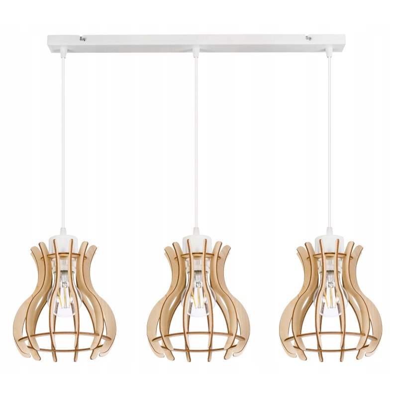 LAMPA sufitowa wisząca zwis Loft Drewno 3x E27