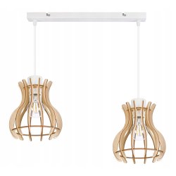LAMPA sufitowa wisząca zwis Loft Drewno 2x E27