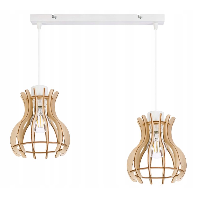 LAMPA sufitowa wisząca zwis Loft Drewno 2x E27