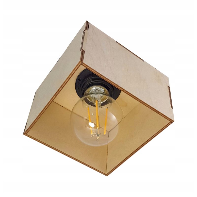 LAMPA stała sufitowa plafon Loft klosz drewno 1