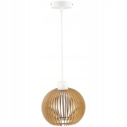 Lampa wisząca żyrandol zwis sufit klosz drewno 1