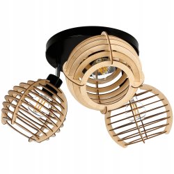 Lampa plafon żyrandol ruchomy sufit 3 Drewno sfera
