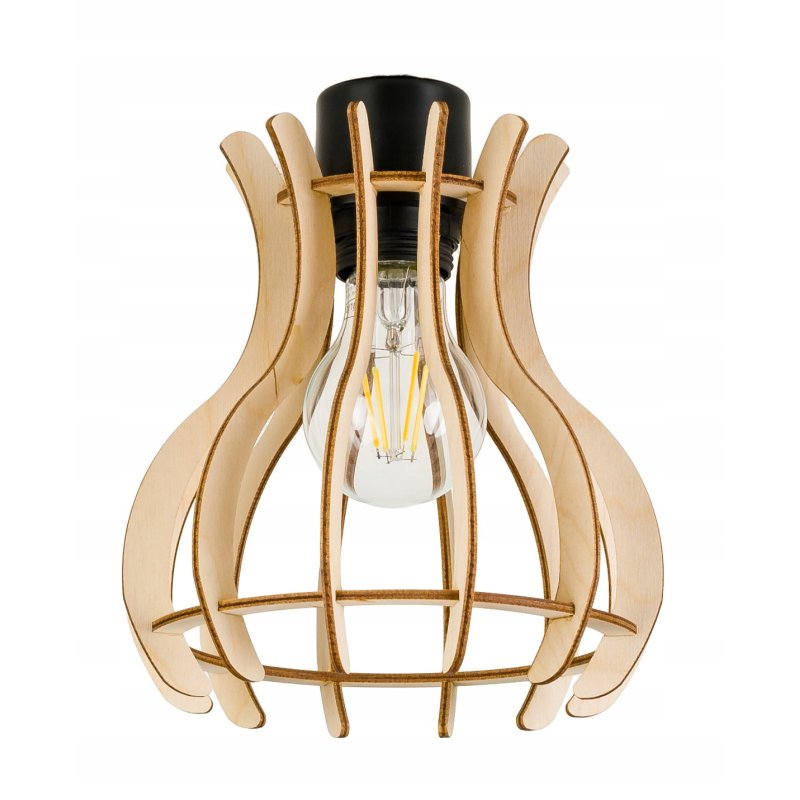 LAMPA sufitowa wisząca zwis Loft Drewno 2x E27